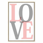 Grey Love Text Vertical Canvas Print