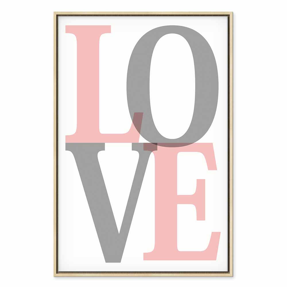 Grey Love Text Vertical Canvas Print