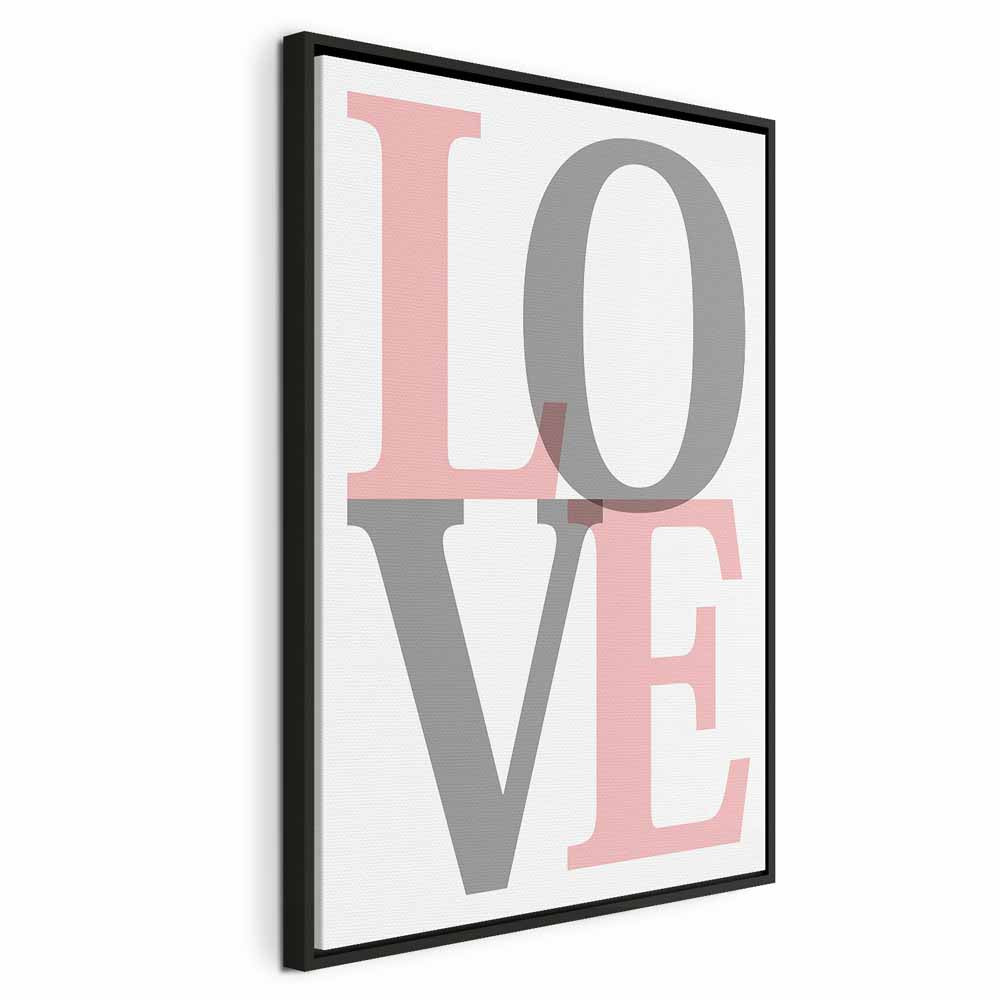 Grey Love Text Vertical Canvas Print