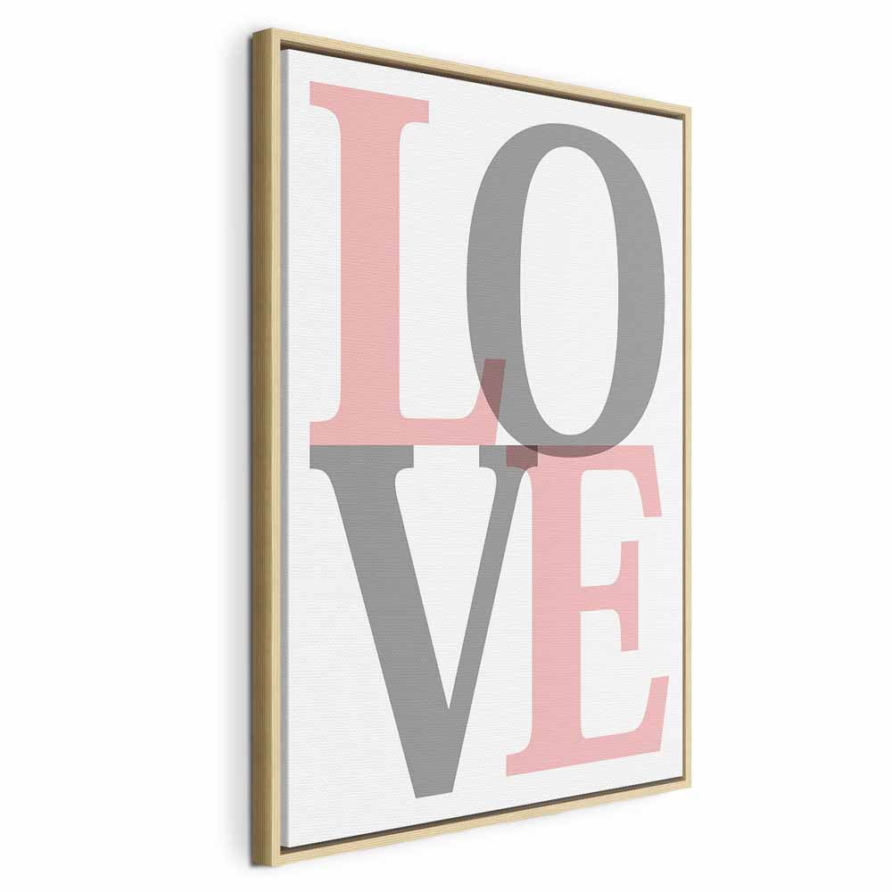 Grey Love Text Vertical Canvas Print