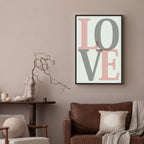 Grey Love Text Vertical Canvas Print