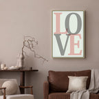 Grey Love Text Vertical Canvas Print