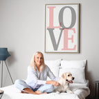 Grey Love Text Vertical Canvas Print