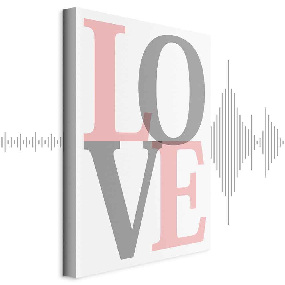 Grey Love Text Vertical Canvas Print
