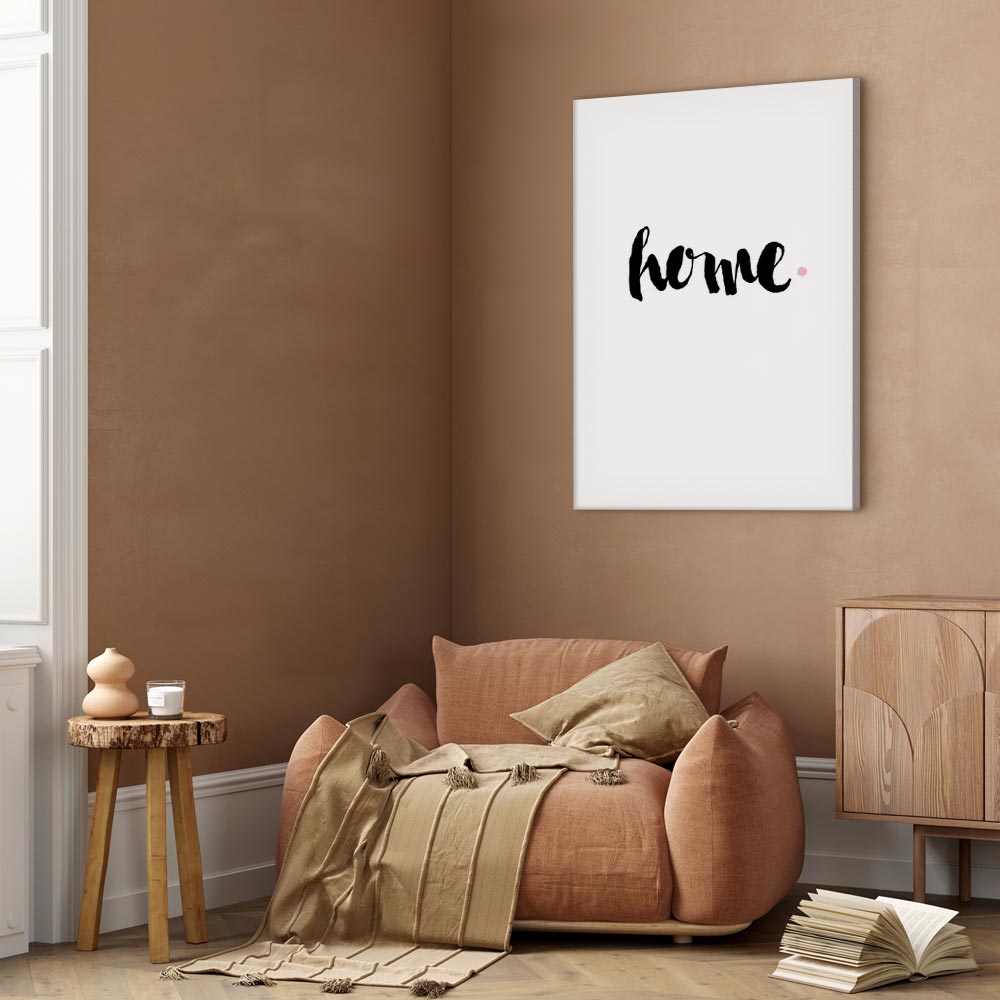 Home and Dot Typography Vertical Canvas Print