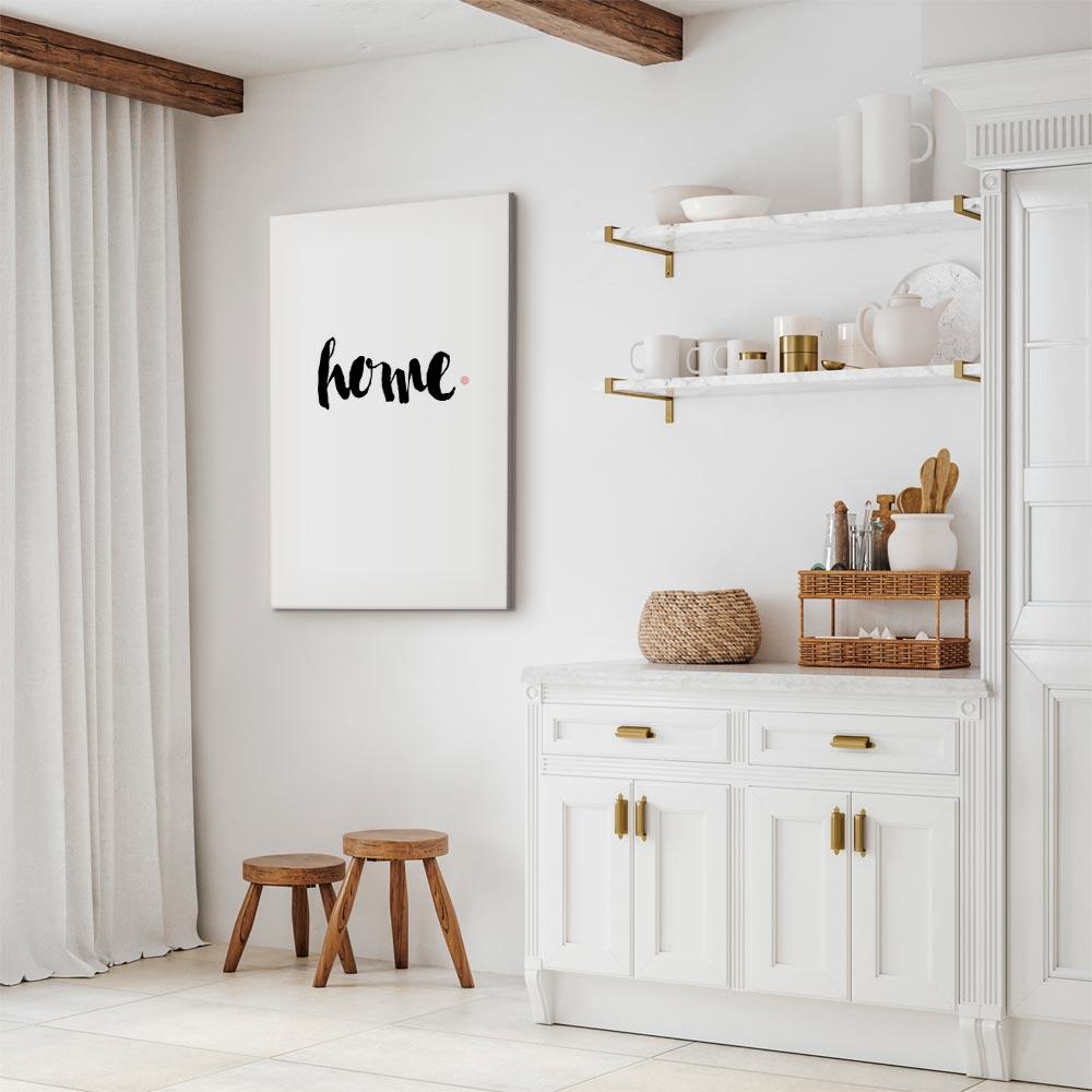 Home and Dot Typography Vertical Canvas Print