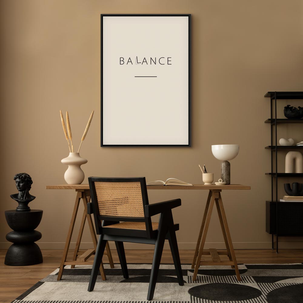 Black English Typography Balance Canvas Print