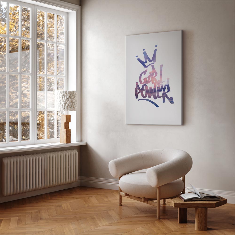 Girl Power Typography Vertical Canvas Print