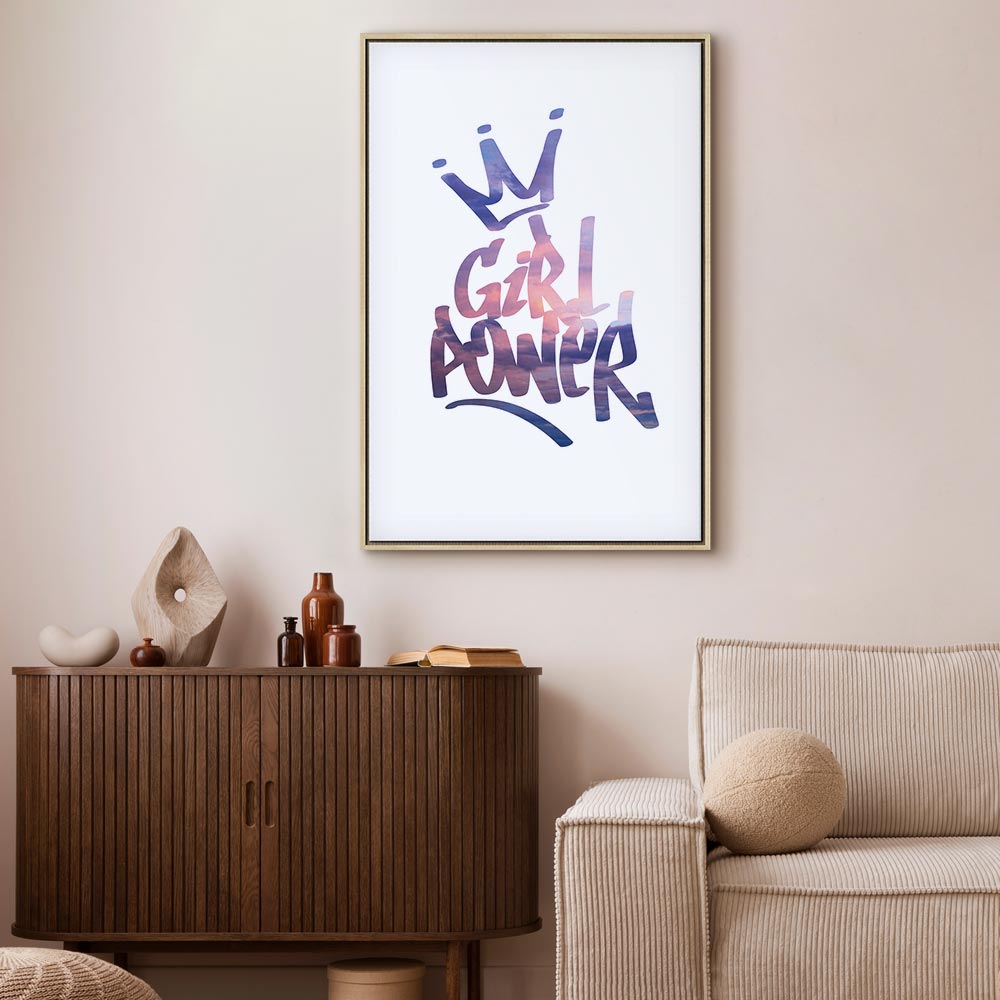 Girl Power Typography Vertical Canvas Print