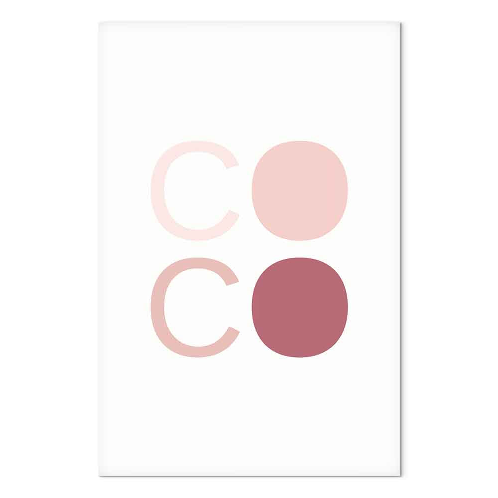 Pink Coco Text Contemporary Canvas Print