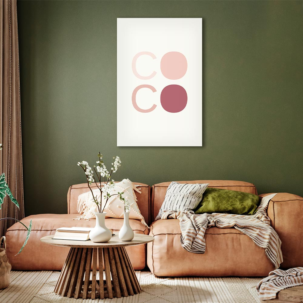 Pink Coco Text Contemporary Canvas Print