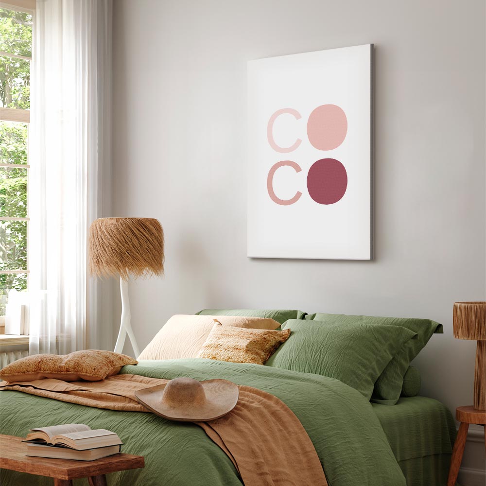 Pink Coco Text Contemporary Canvas Print