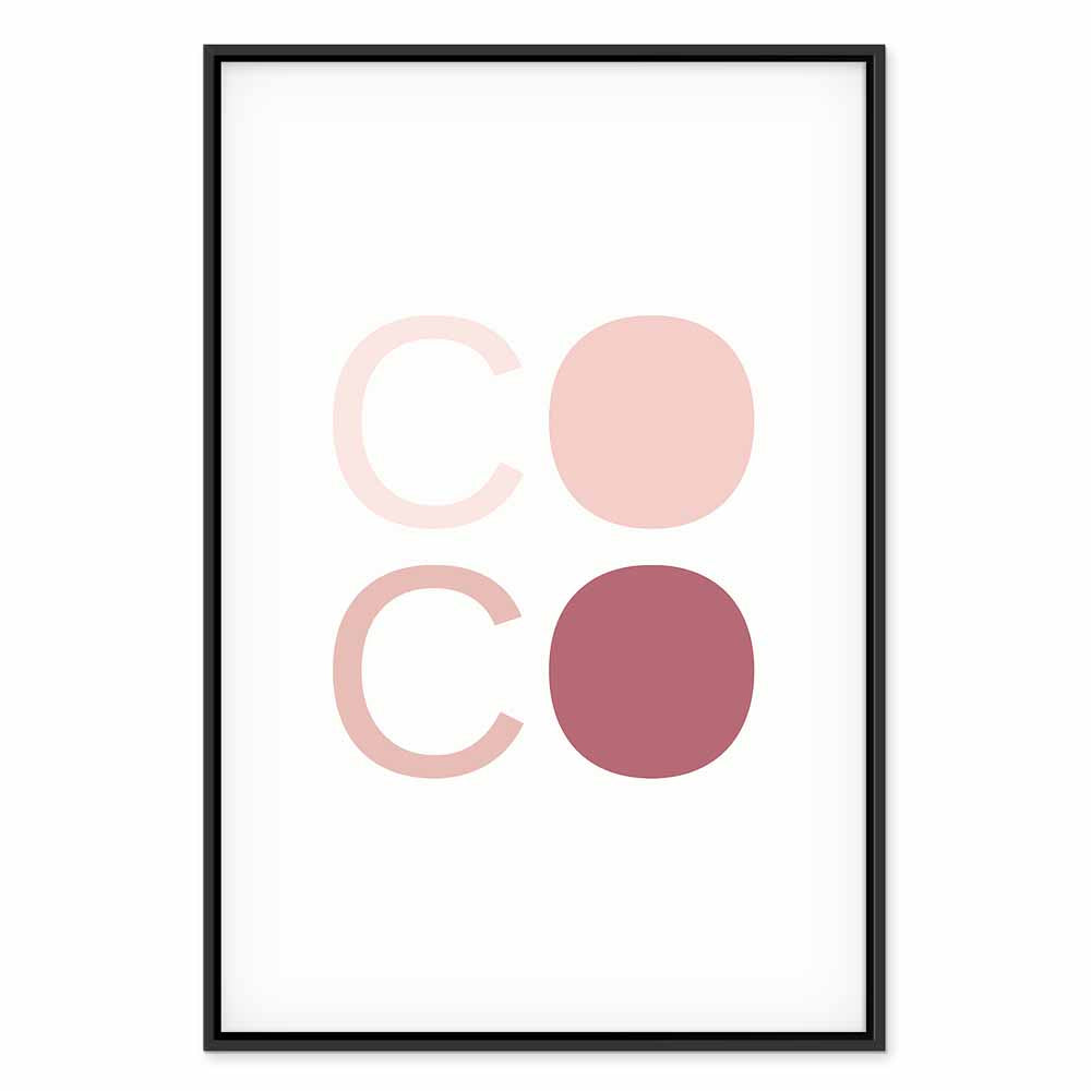 Pink Coco Text Contemporary Canvas Print