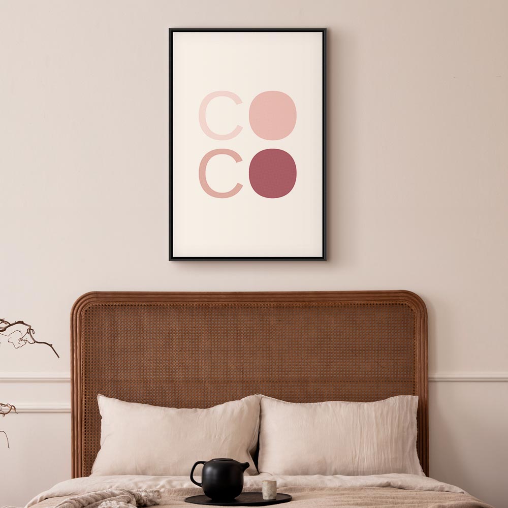 Pink Coco Text Contemporary Canvas Print
