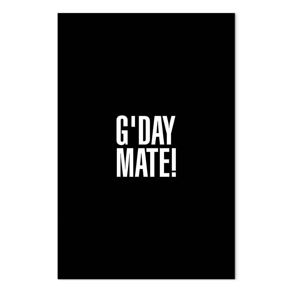 G'day Mate Black Typography Canvas Print