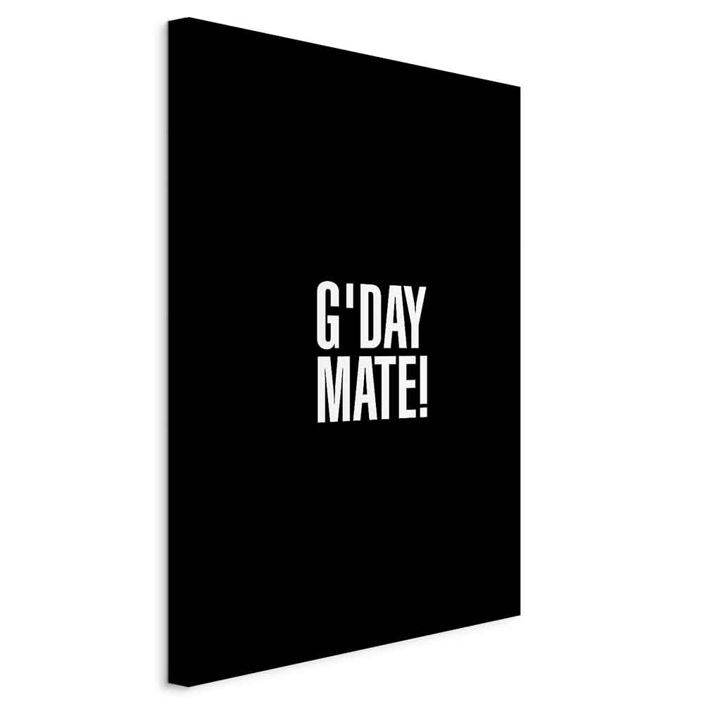 G'day Mate Black Typography Canvas Print