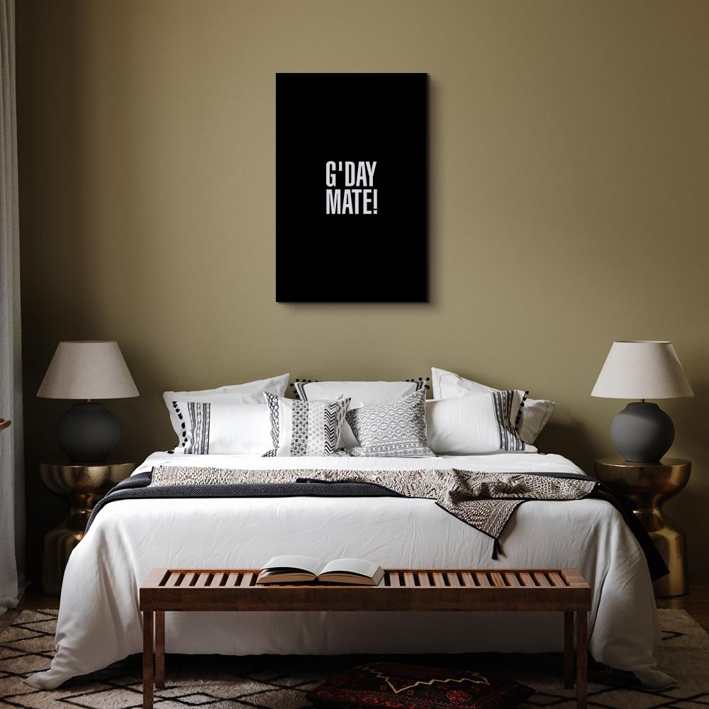 G'day Mate Black Typography Canvas Print