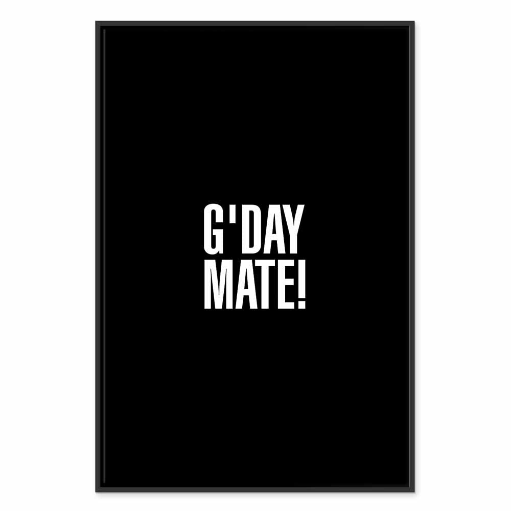 G'day Mate Black Typography Canvas Print