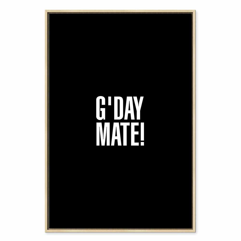 G'day Mate Black Typography Canvas Print