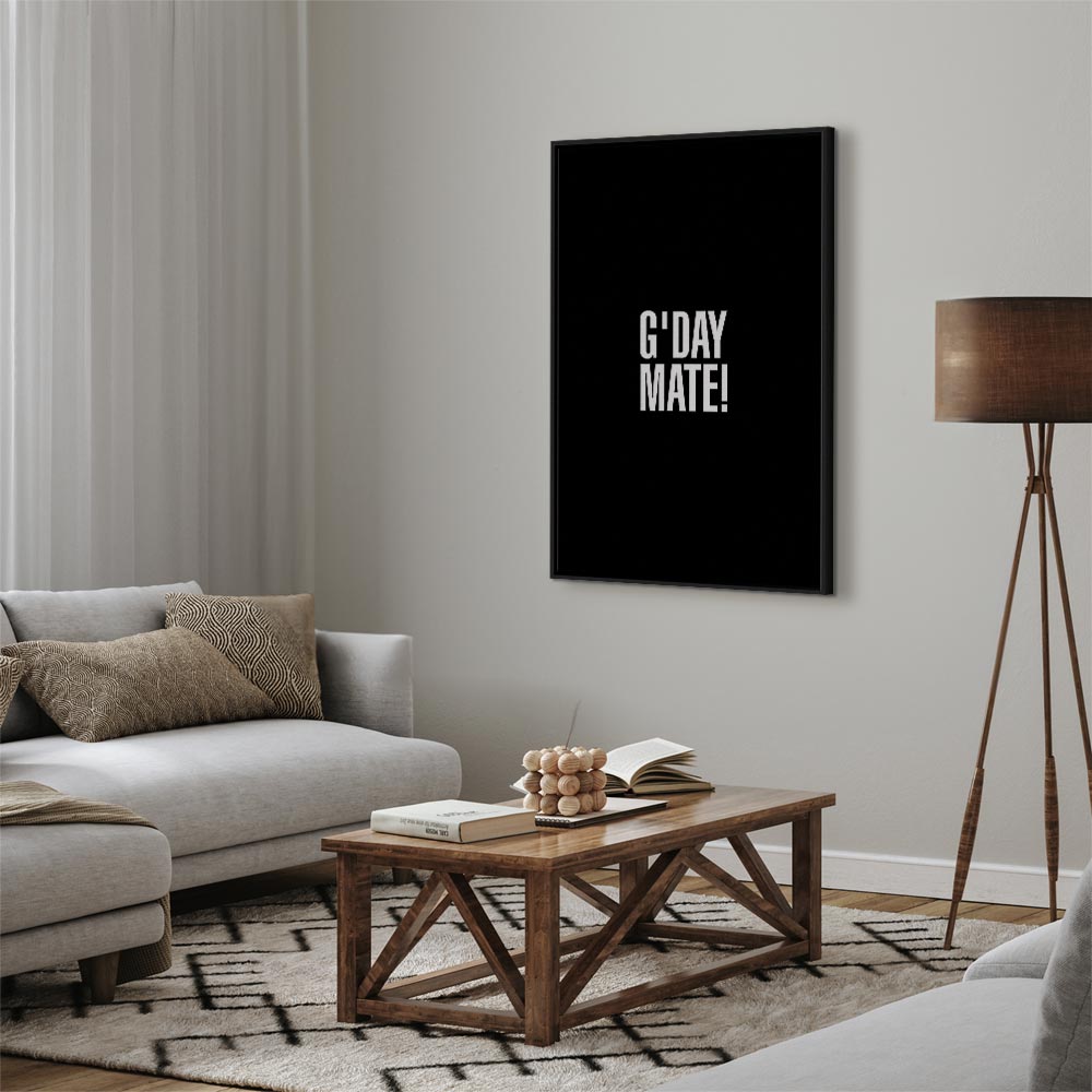 G'day Mate Black Typography Canvas Print