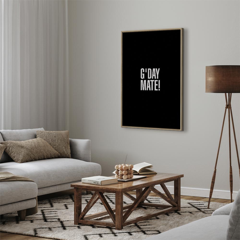 G'day Mate Black Typography Canvas Print
