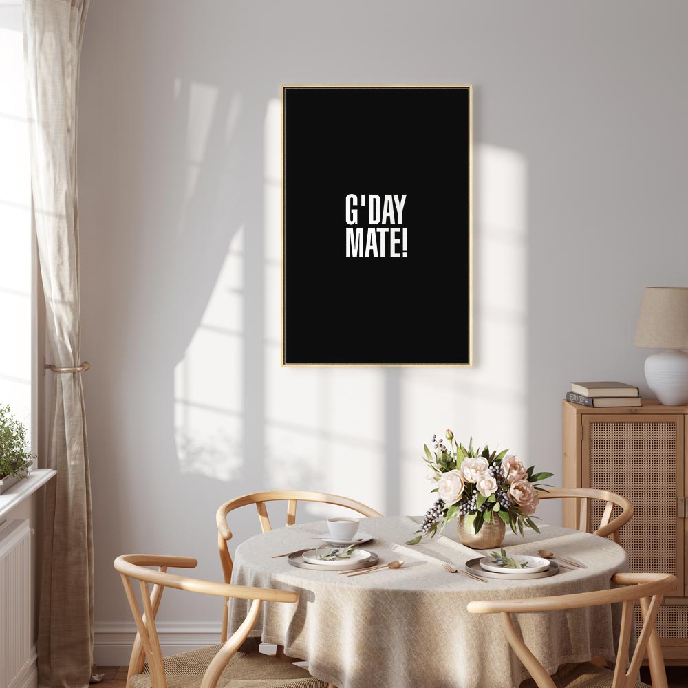 G'day Mate Black Typography Canvas Print