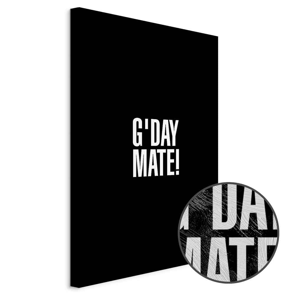 G'day Mate Black Typography Canvas Print