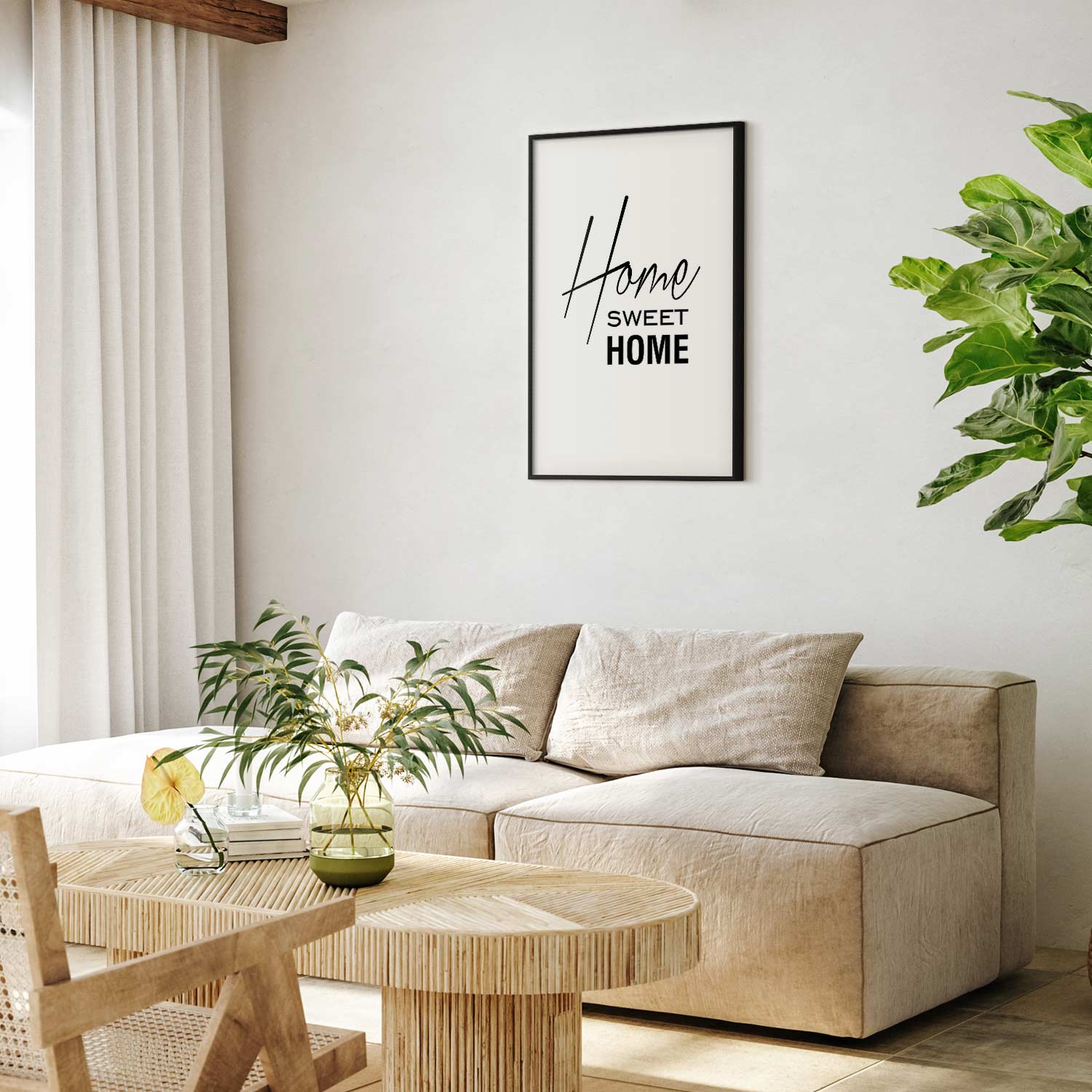 Home Sweet Home Black and White Text Poster