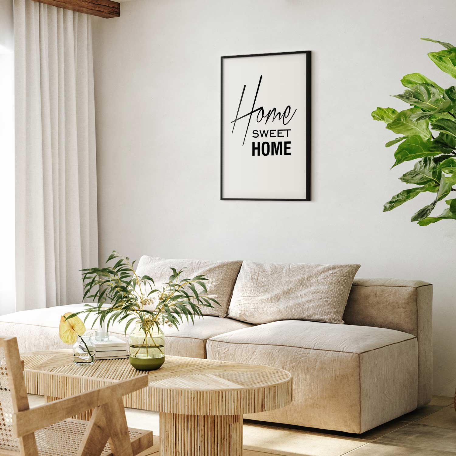 Home Sweet Home Black and White Text Poster