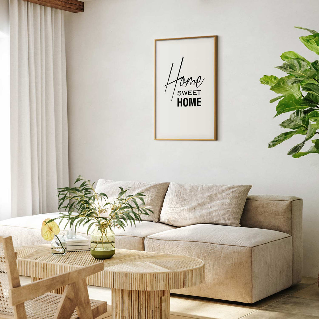 Home Sweet Home Black and White Text Poster