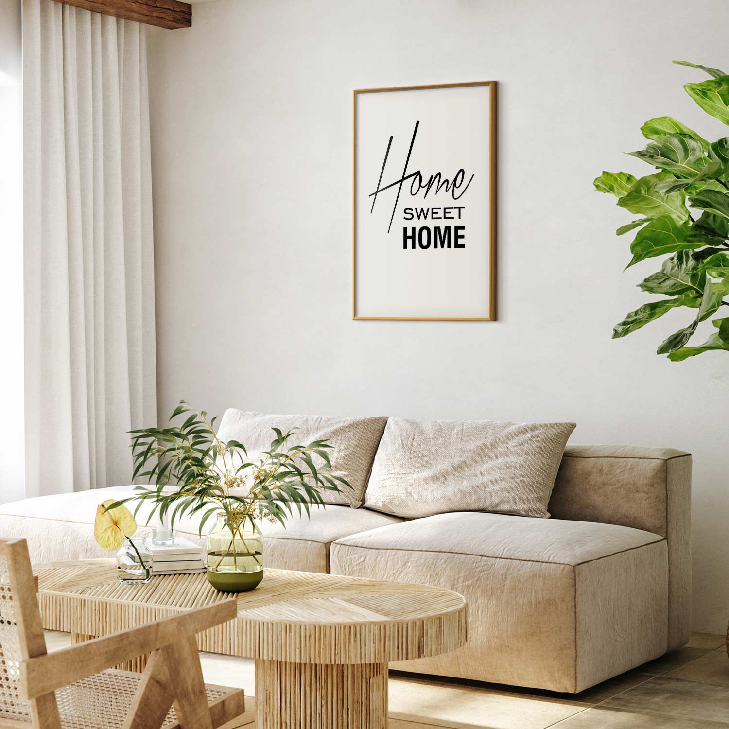 Home Sweet Home Black and White Text Poster