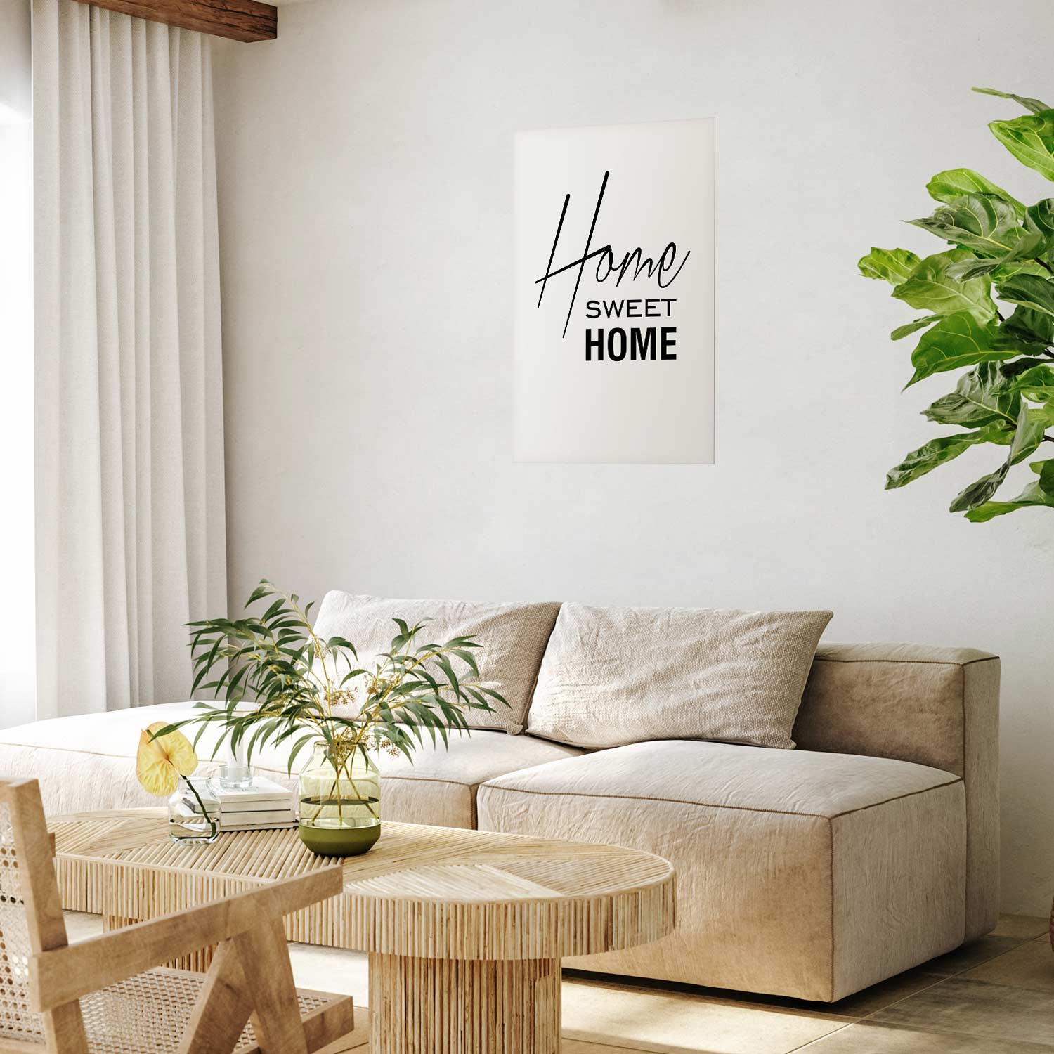 Home Sweet Home Black and White Text Poster