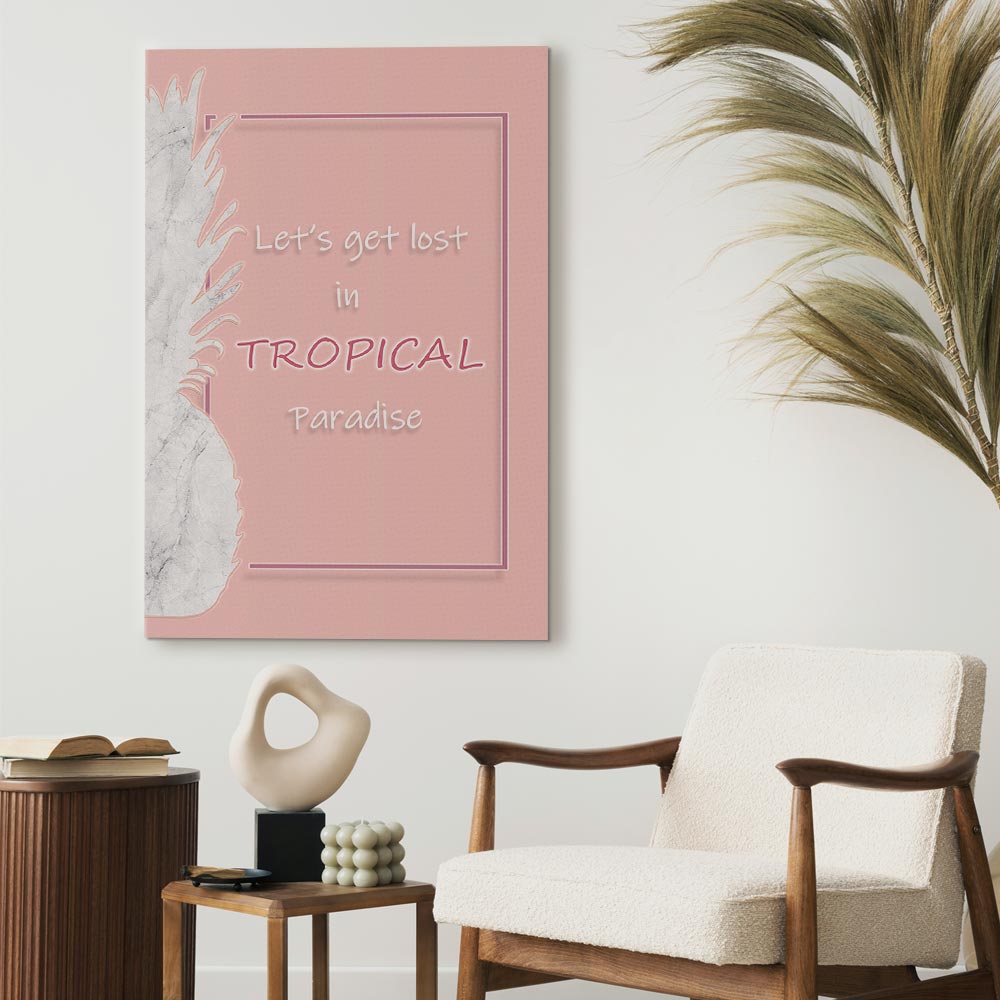 Tropical Paradise Text Vertical Canvas Print