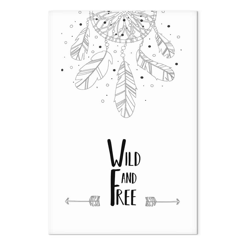 Wild and Free Typography Nature Canvas Print