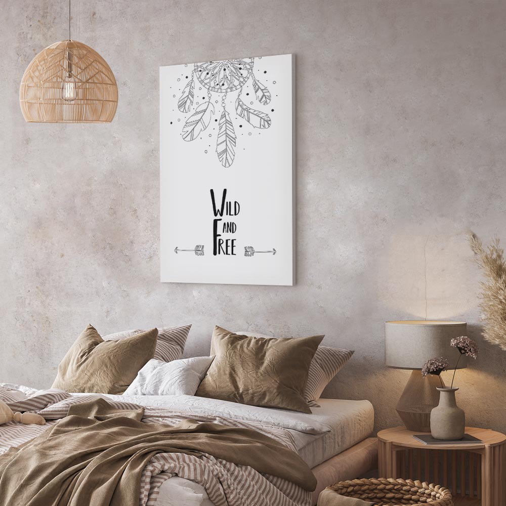 Wild and Free Typography Nature Canvas Print