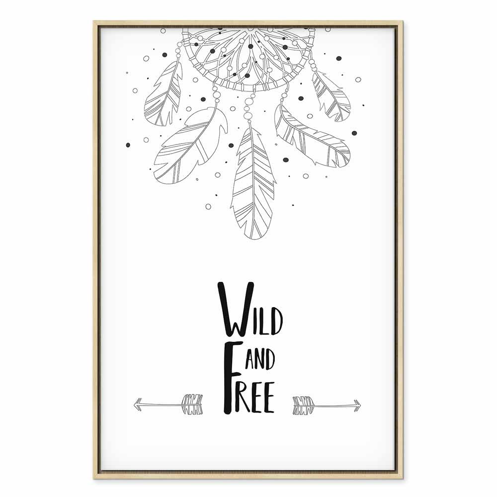 Wild and Free Typography Nature Canvas Print