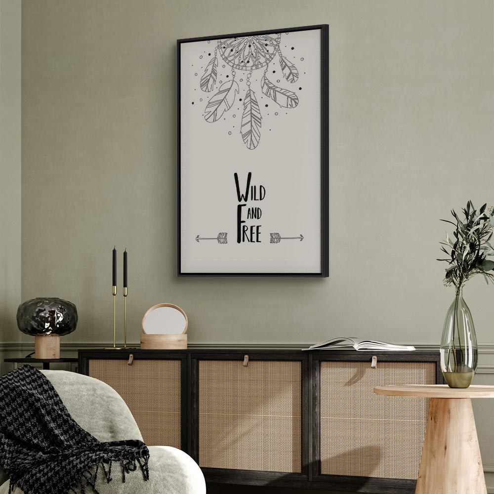 Wild and Free Typography Nature Canvas Print