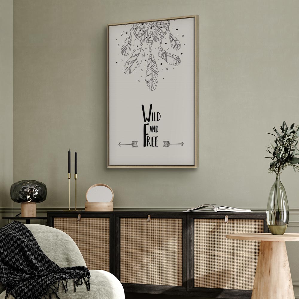 Wild and Free Typography Nature Canvas Print