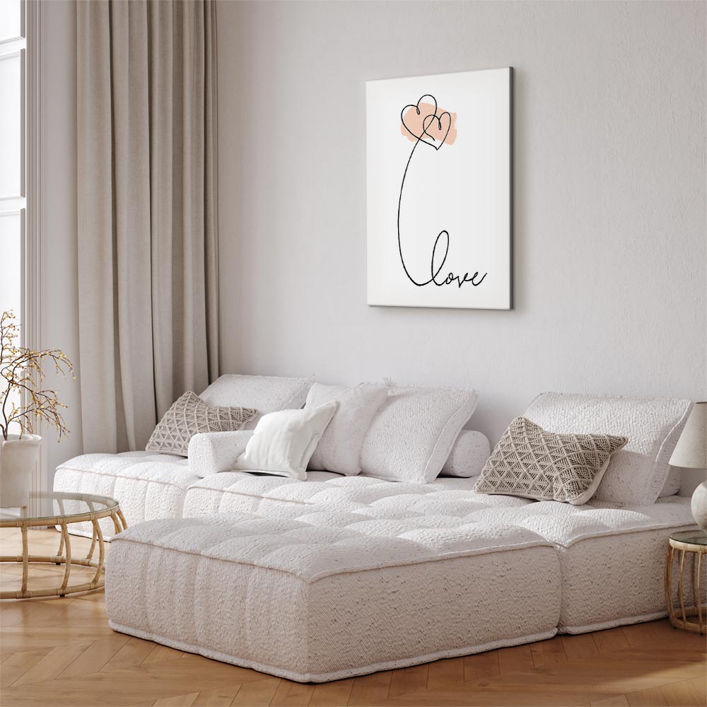 Connected Hearts Text Romantic Canvas Print