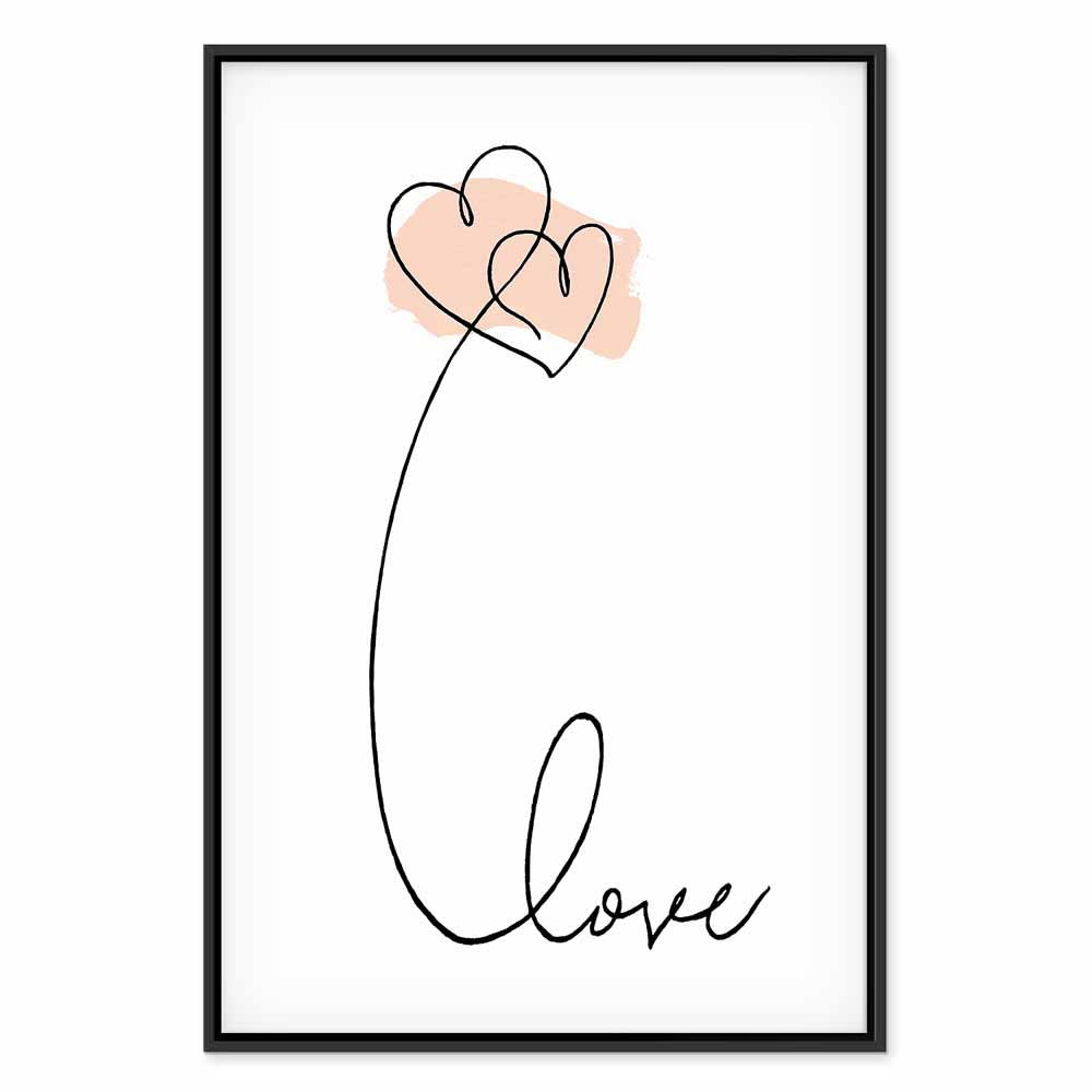 Connected Hearts Text Romantic Canvas Print
