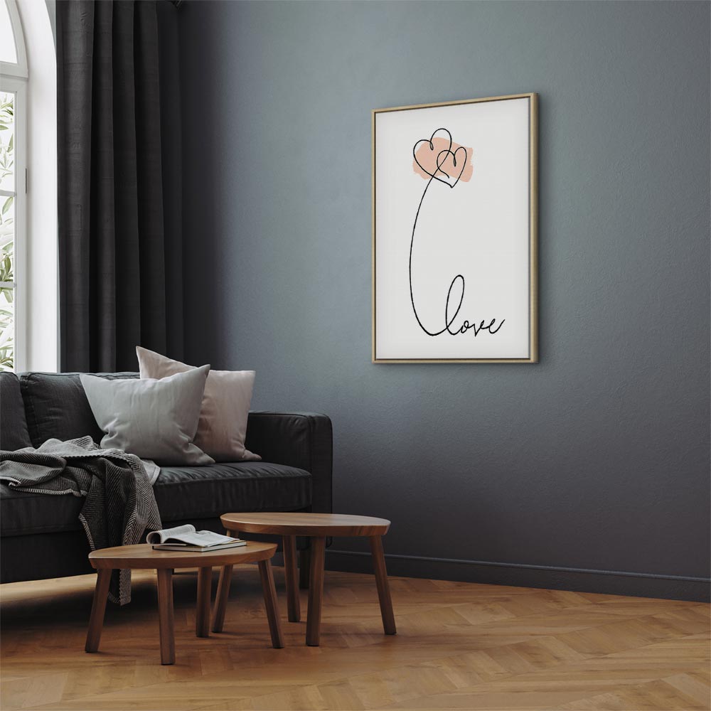 Connected Hearts Text Romantic Canvas Print
