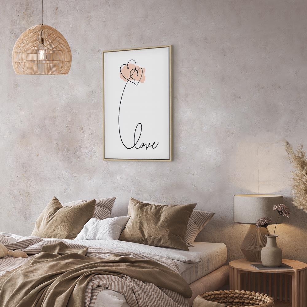 Connected Hearts Text Romantic Canvas Print