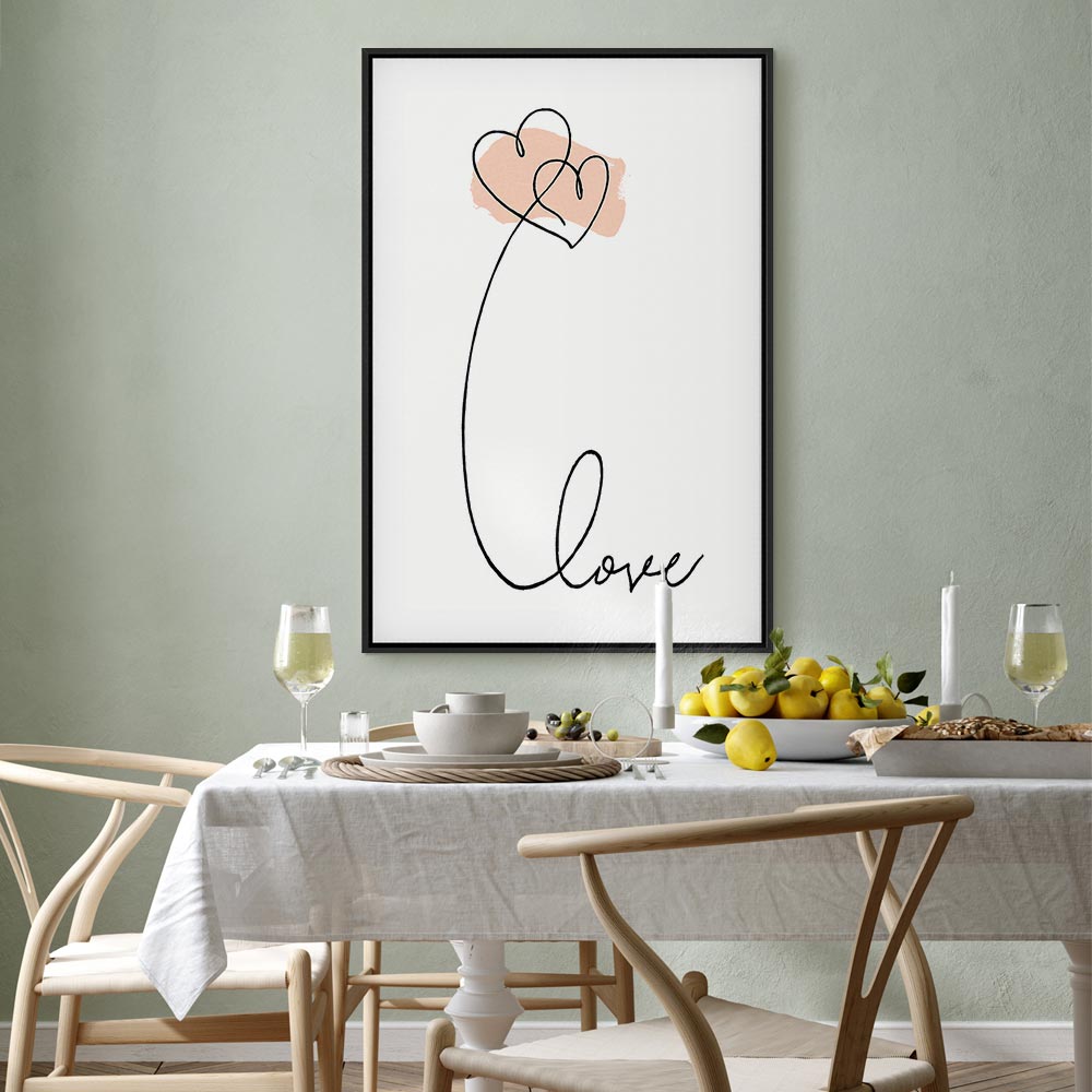 Connected Hearts Text Romantic Canvas Print