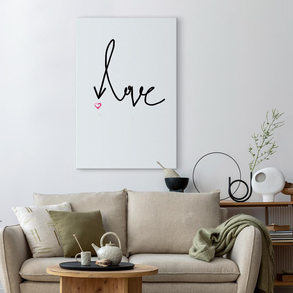 This Is Love Heart Inscription Vertical Canvas Print