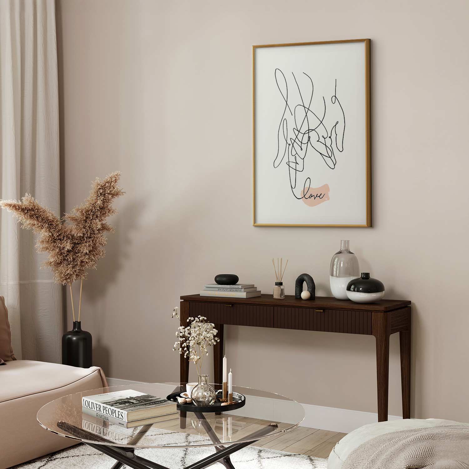 Romantic Couple Line Art Poster