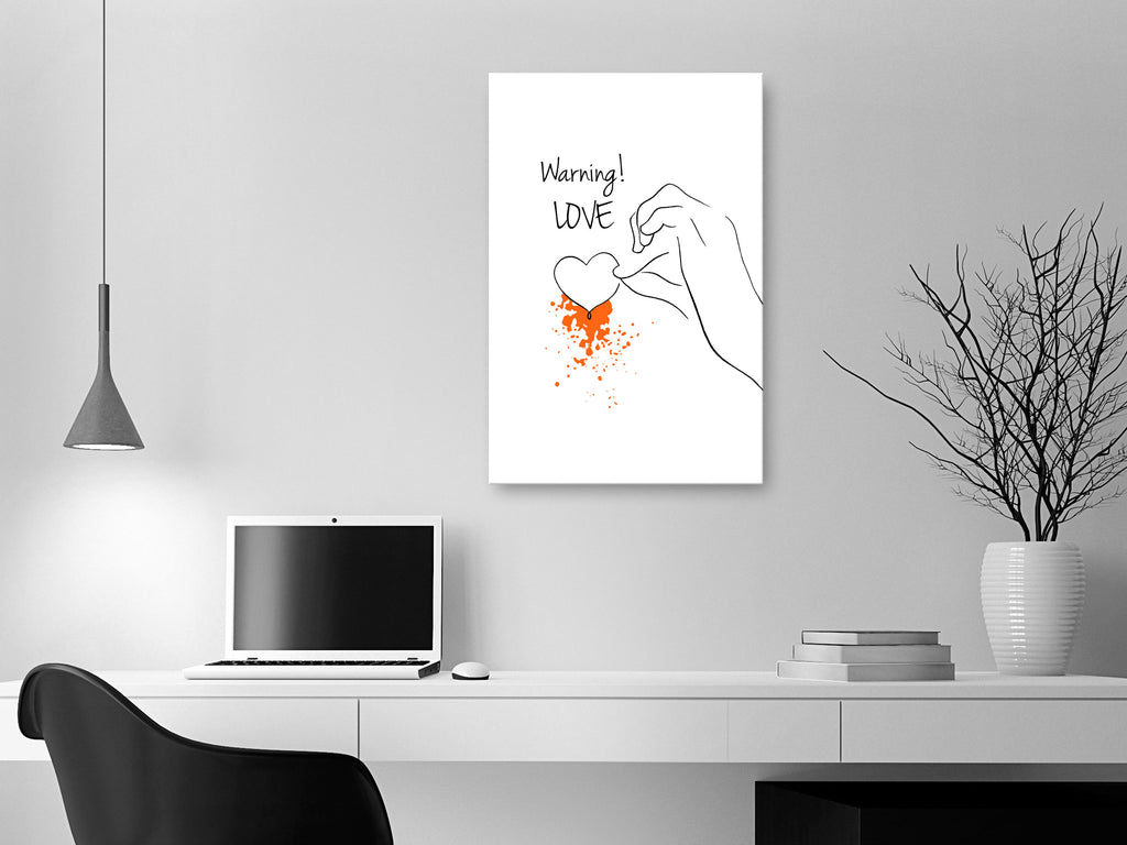 Canvas Print: Warning! Love Vertical 1 Part
