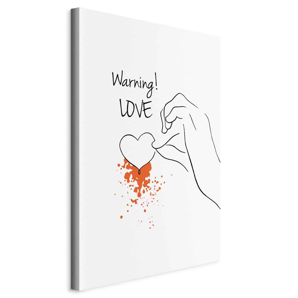 Warning Love Text Heart Canvas Print