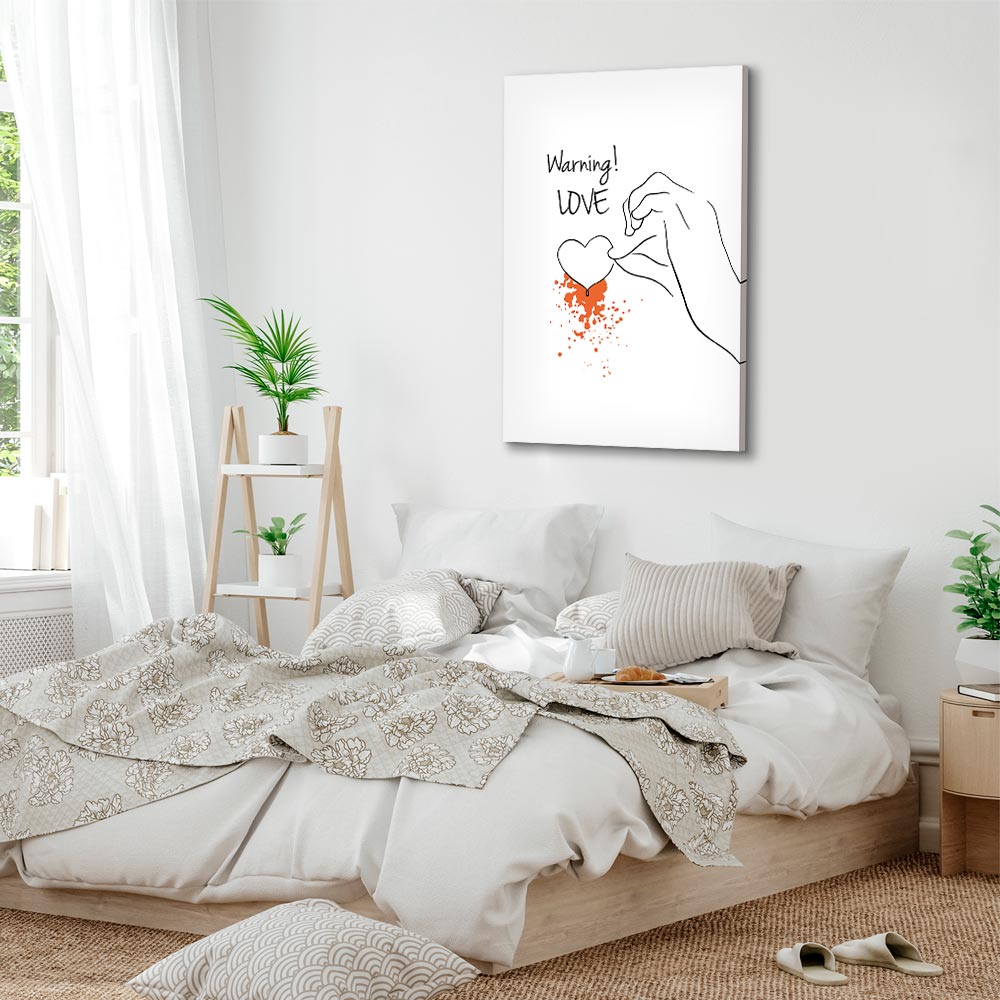 Warning Love Text Heart Canvas Print