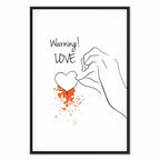 Warning Love Text Heart Canvas Print
