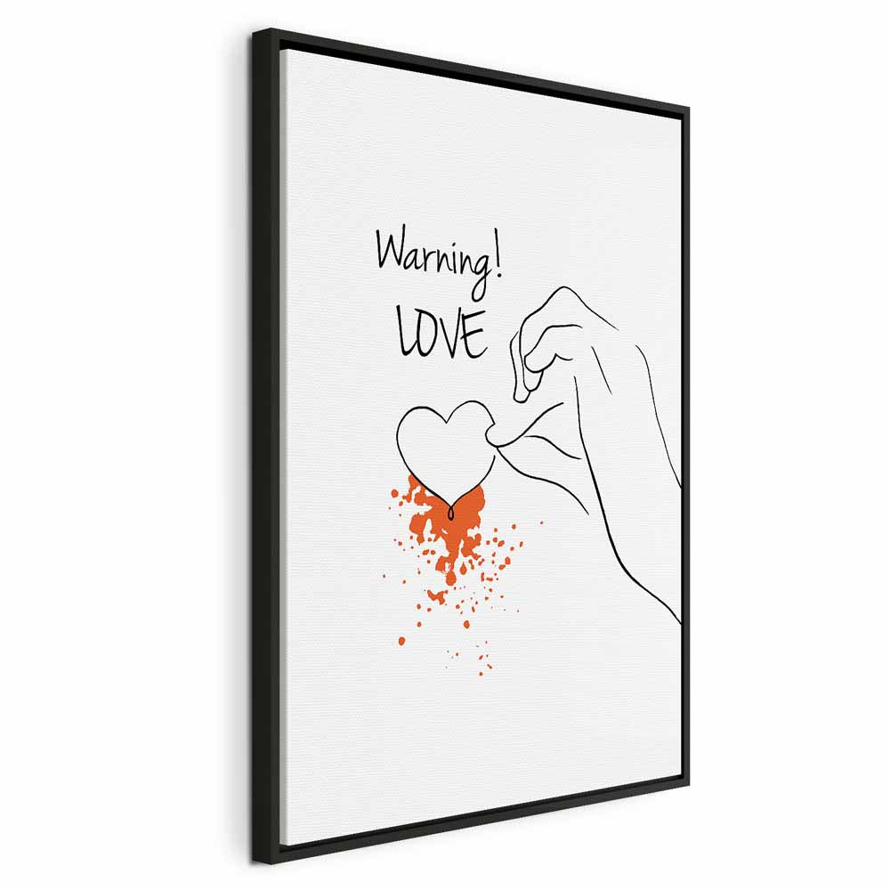 Warning Love Text Heart Canvas Print